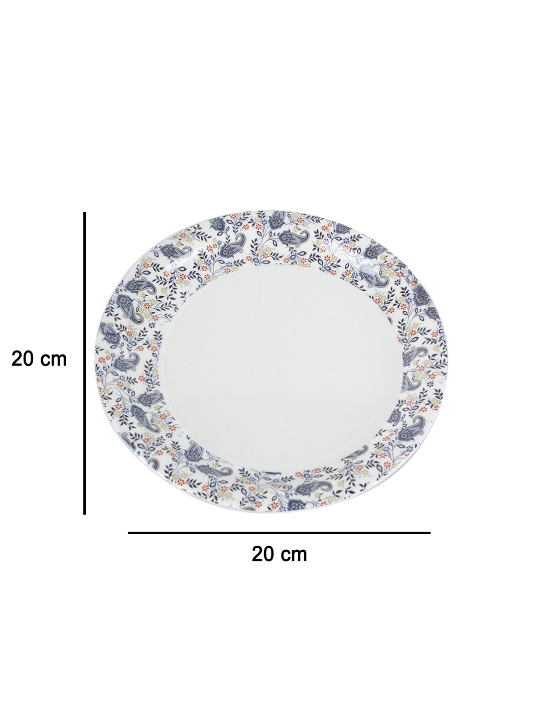 VON CASA Melamine White Quarter Plate - Set of 6,- White