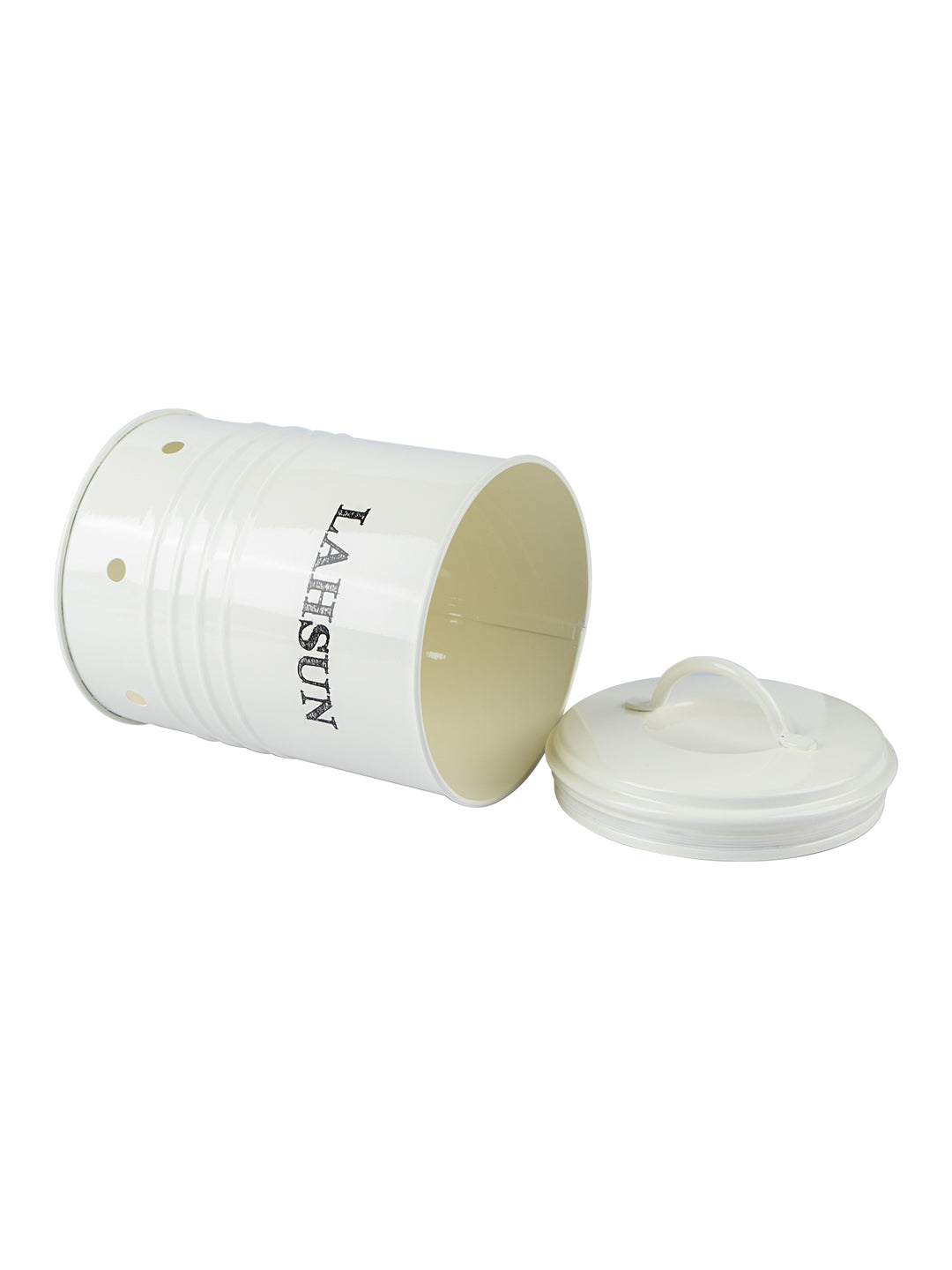 Mild Steel White Cylindrical Lahsun Jar