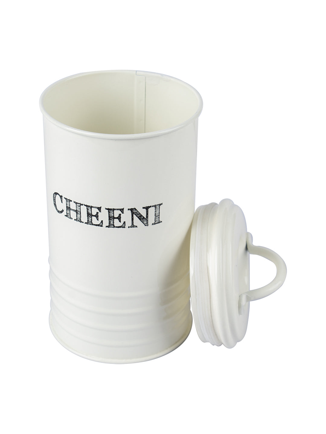 Mild Steel White Cylindrical Chini Jar (1200ML)