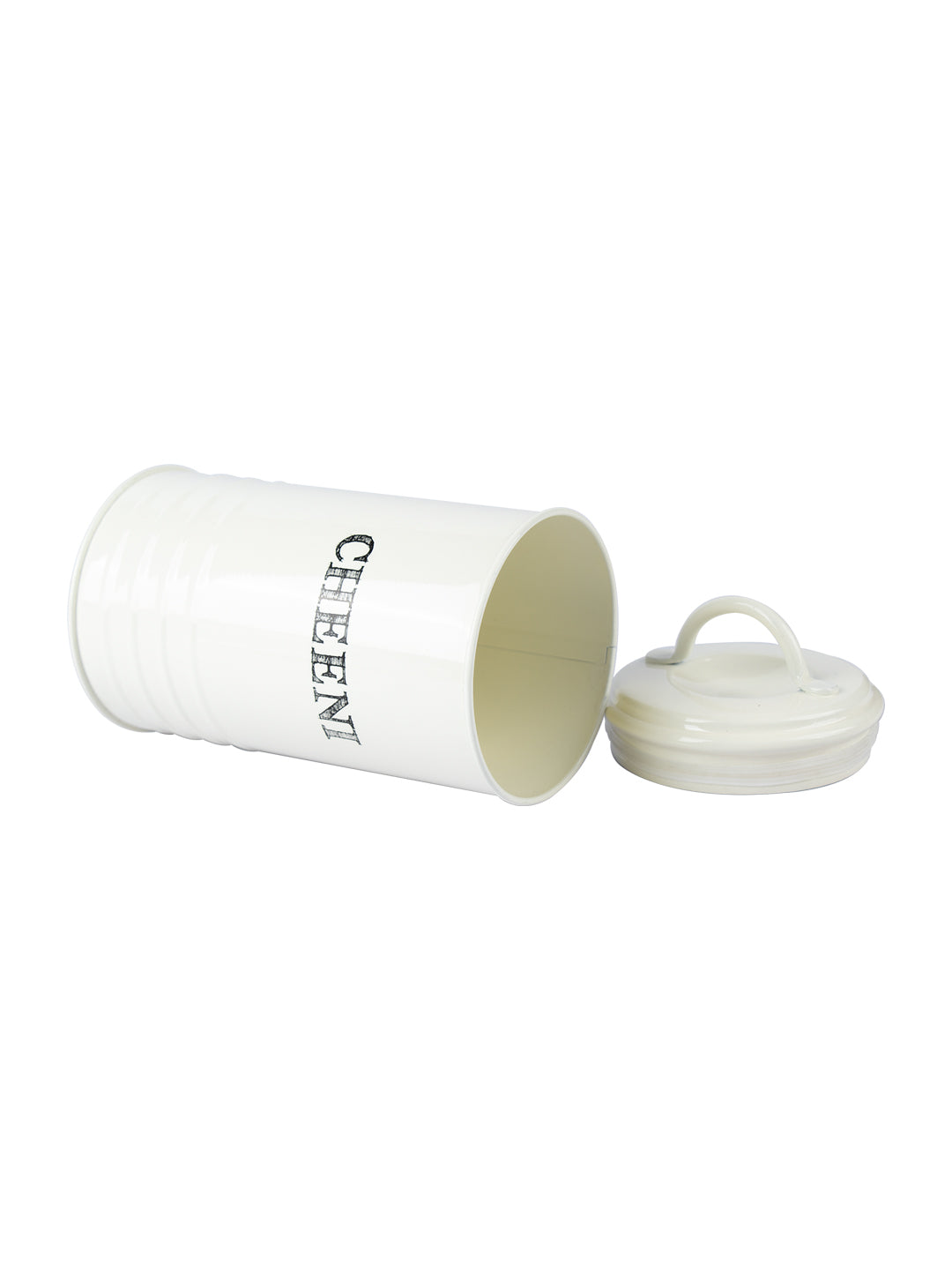 Mild Steel White Cylindrical Chini Jar (1200ML)