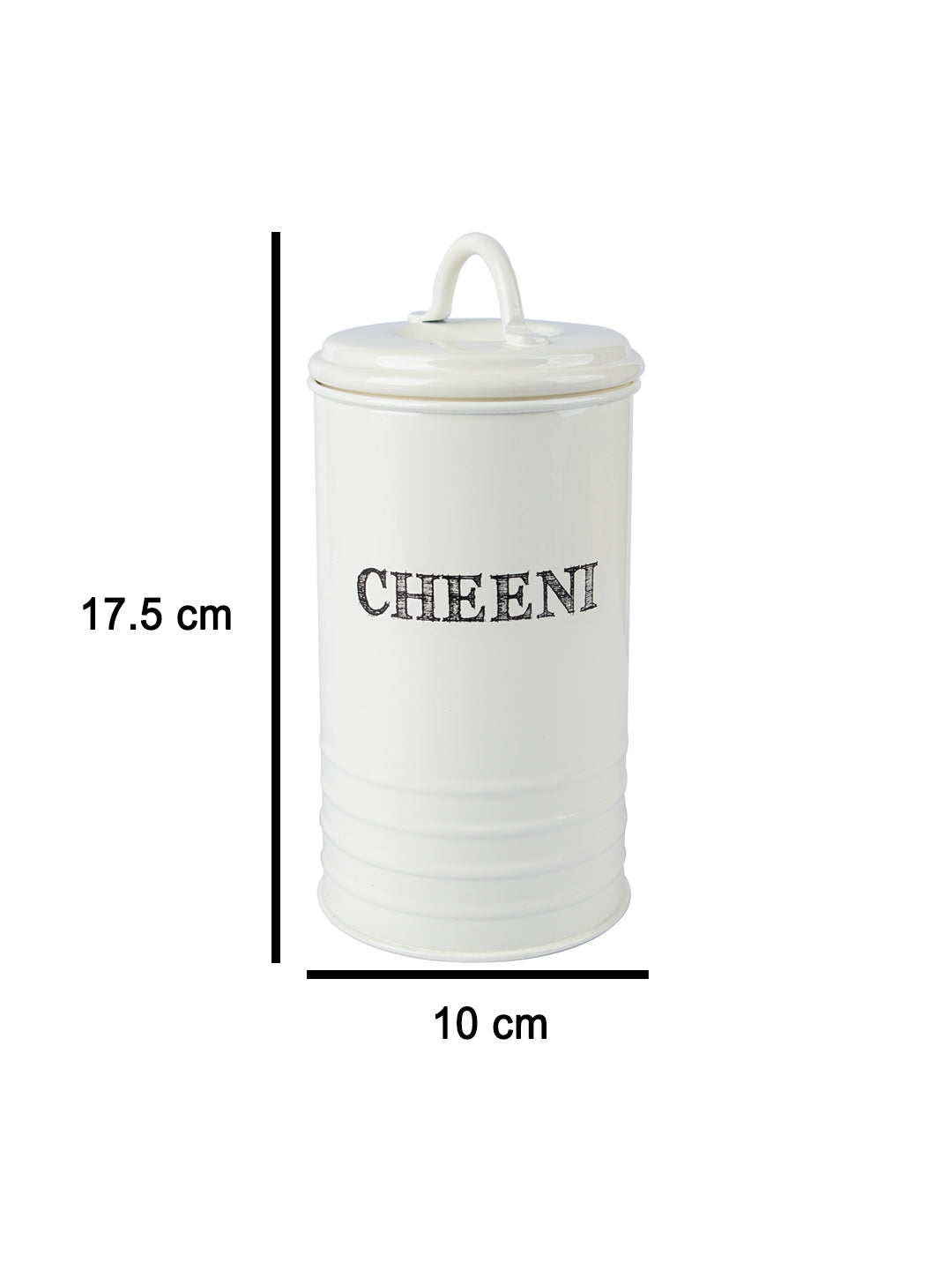Mild Steel White Cylindrical Chini Jar (1200ML)