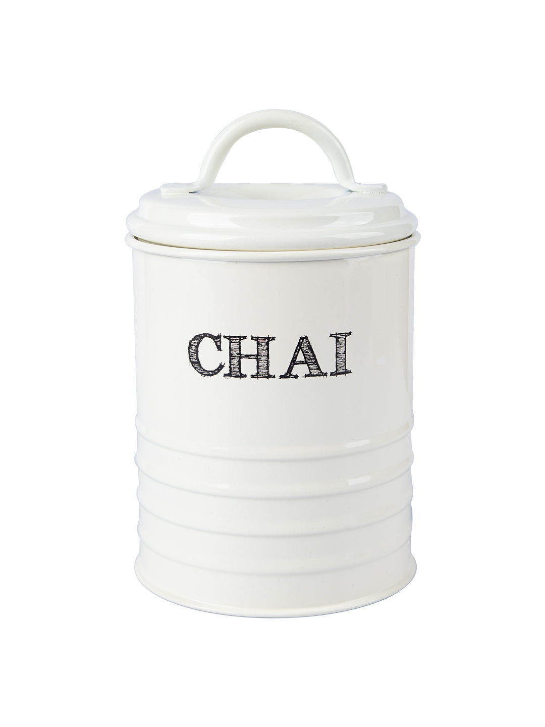 Mild Steel White Cylindrical Chai Jar (800 ML)