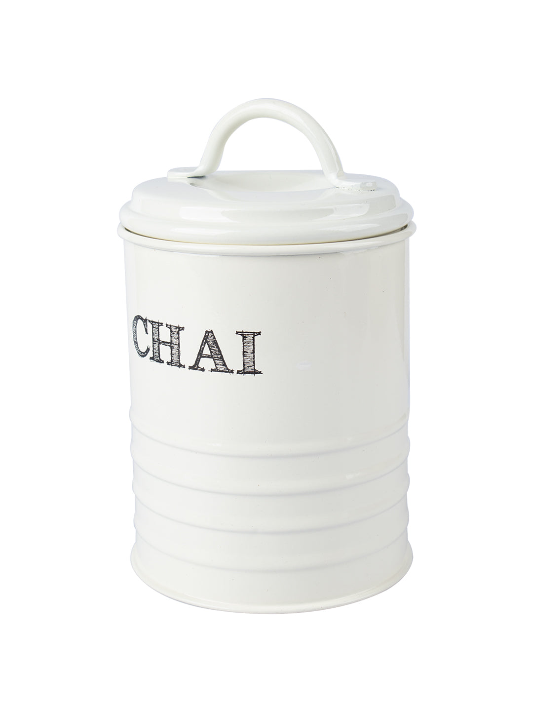Mild Steel White Cylindrical Chai Jar (800 ML)