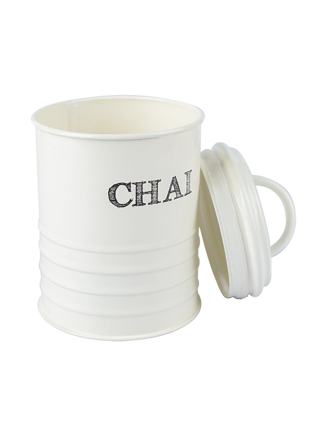 Mild Steel White Cylindrical Chai Jar (800 ML)