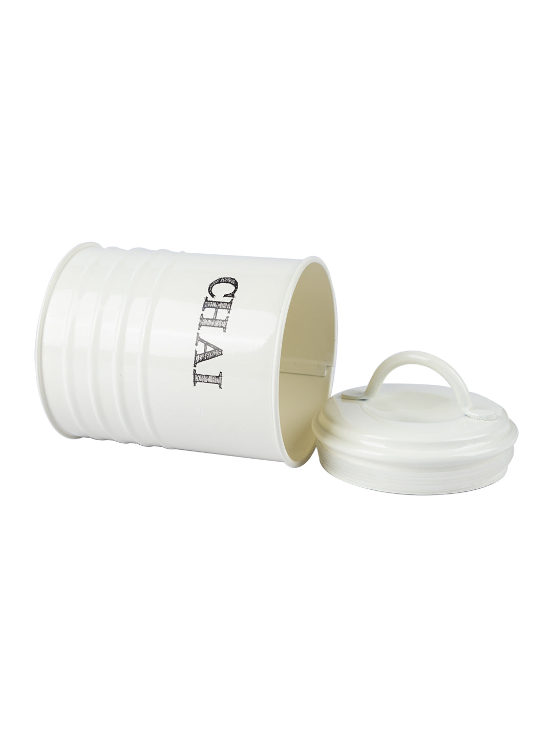 Mild Steel White Cylindrical Chai Jar (800 ML)