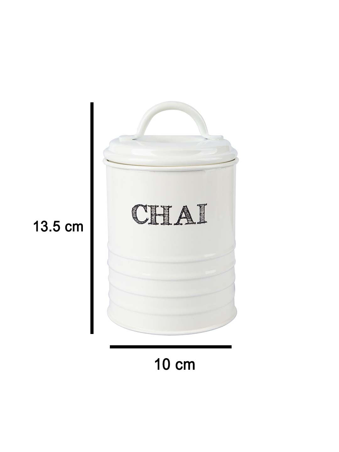 Mild Steel White Cylindrical Chai Jar (800 ML)