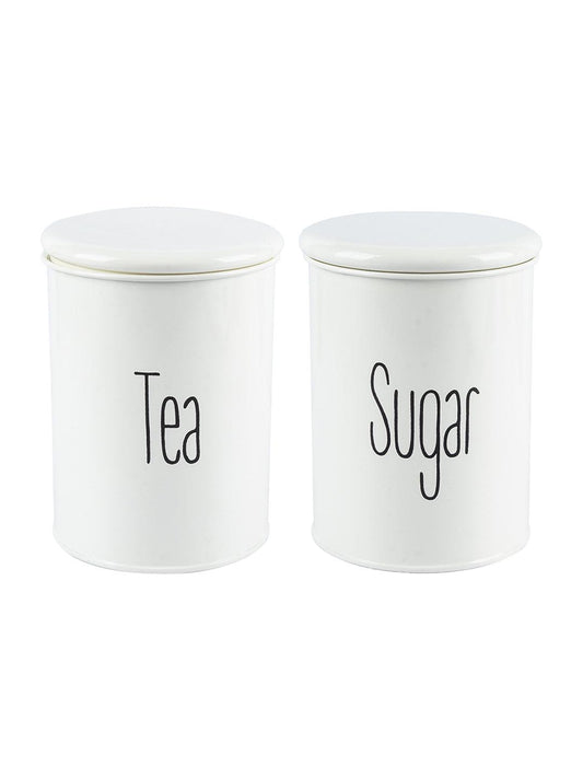 VON CASA Tea & Sugar Jar Set Of 2 (Each 900 Ml) | Airtight Jars | Metal Storage Container