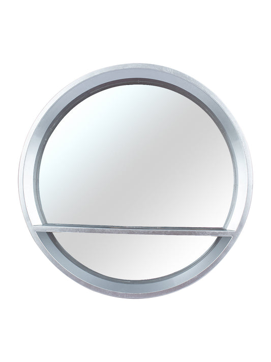 Plastic Grey Round Wall Mirror