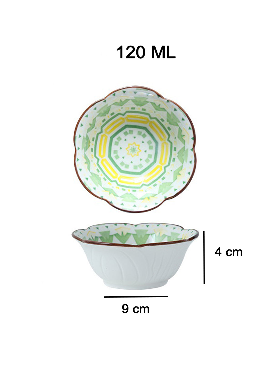 VON CASA 120 Ml Ceramic Serving Bowls - Green, Set Of 2