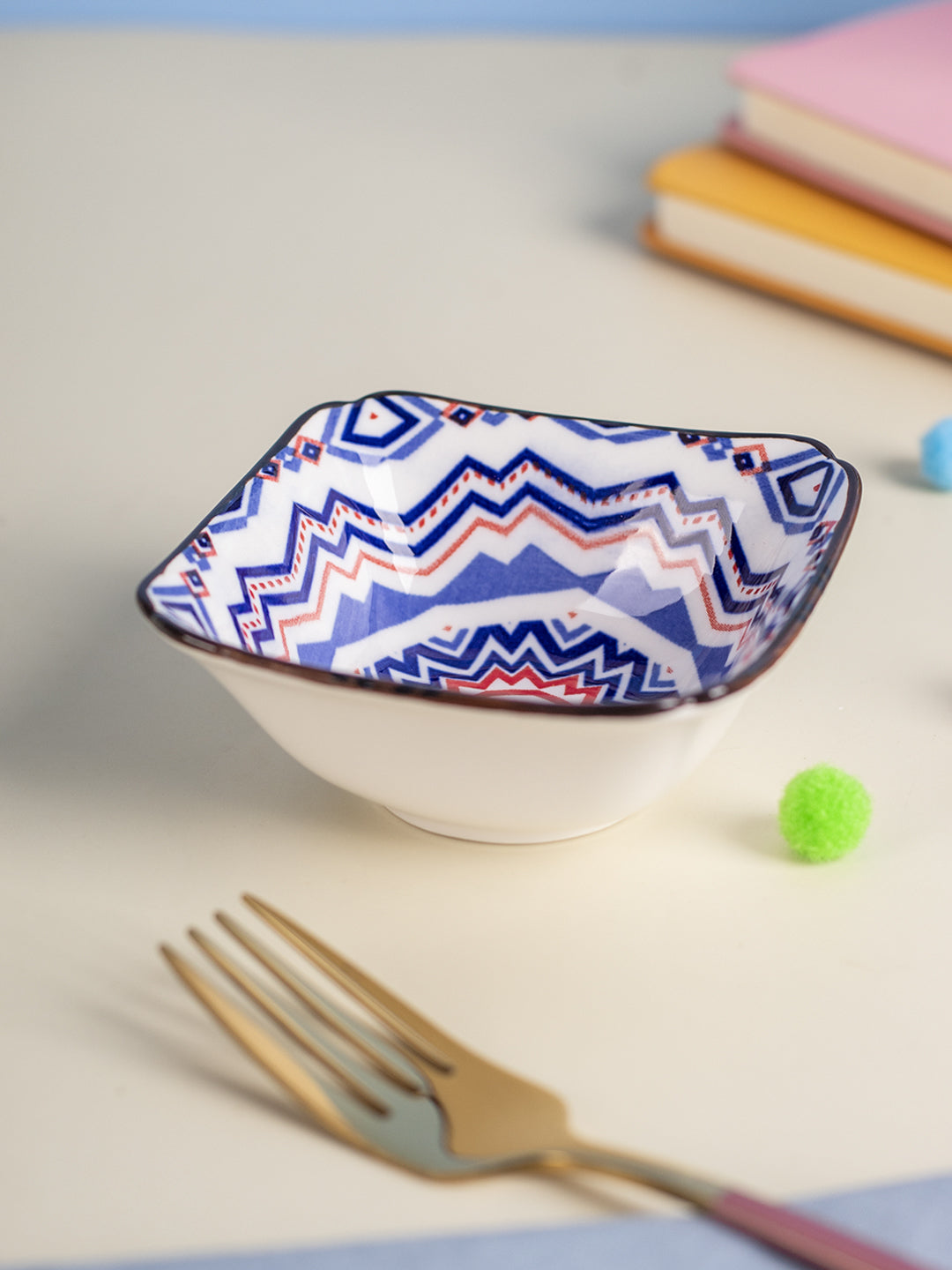 VON CASA 120 Ml Ceramic Serving Bowls - Blue, Set Of 2