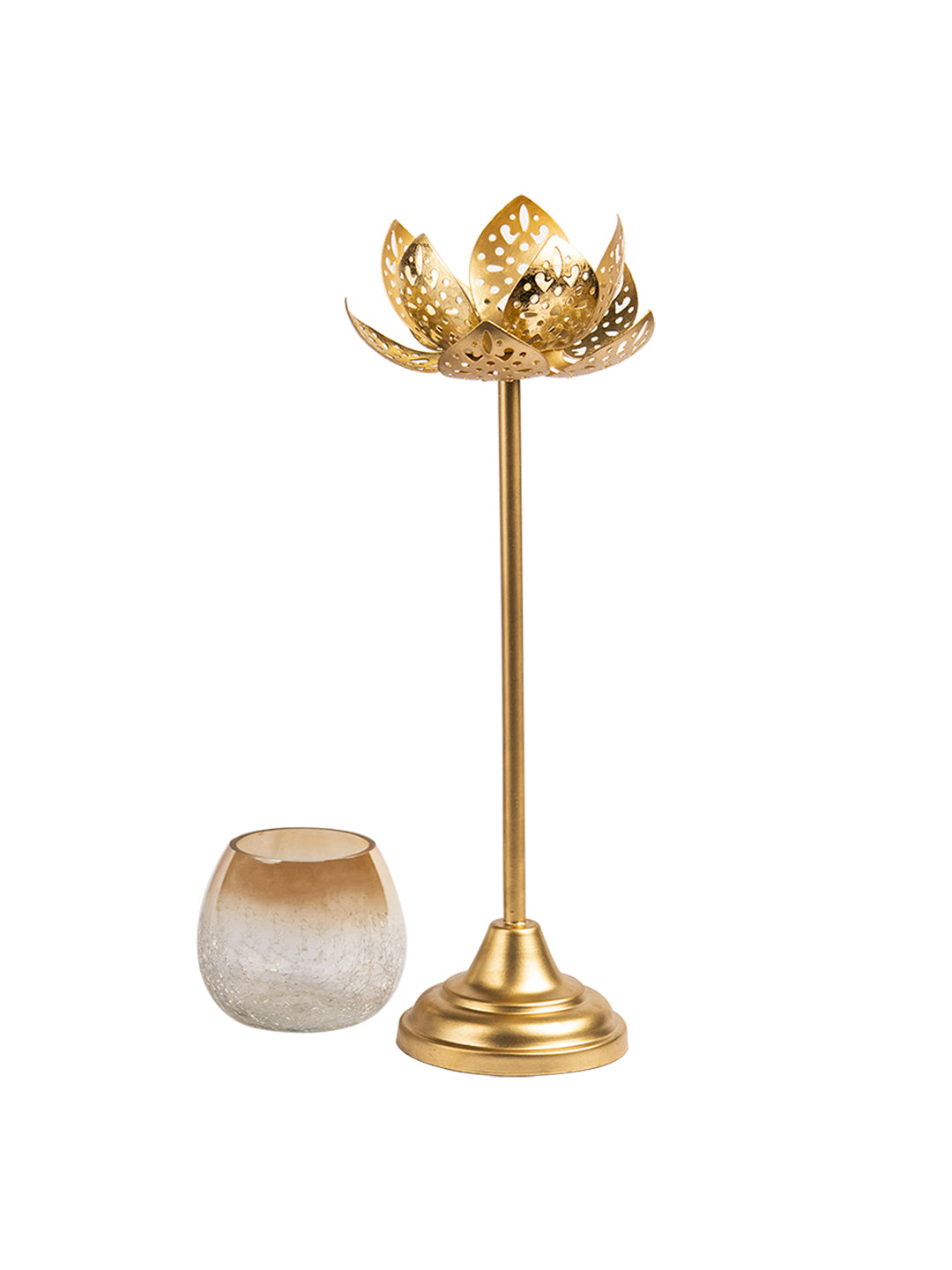 VON CASA Diwali Decoration Item STANDING LOTUS T- LITE HOLDER(S)