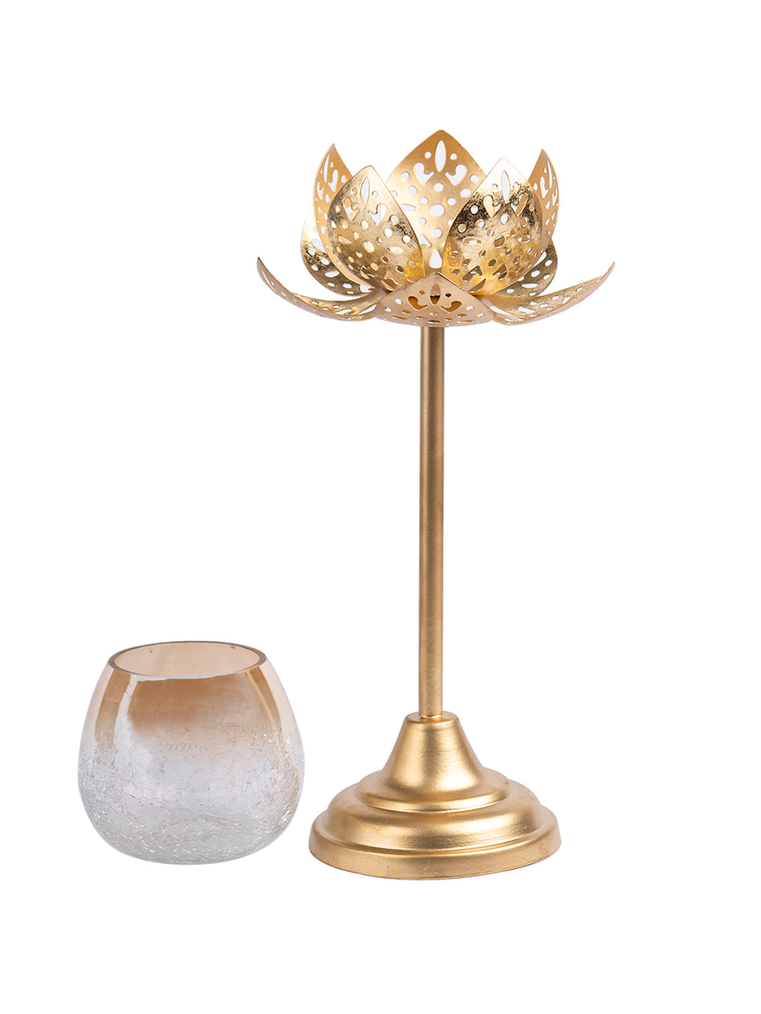 VON CASA Diwali Decoration Item STANDING LOTUS T- LITE HOLDER(S)