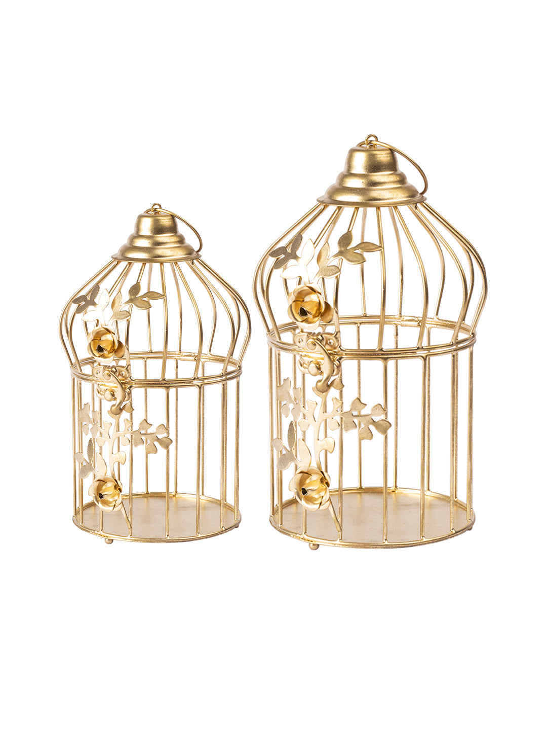 VON CASA Diwali Decoration Item WHITE CAGE T -LITE HOLDER PACK OF 2