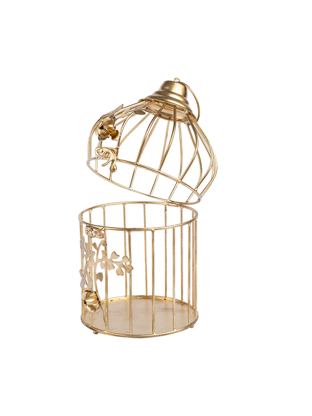 VON CASA Diwali Decoration Item WHITE CAGE T -LITE HOLDER PACK OF 2