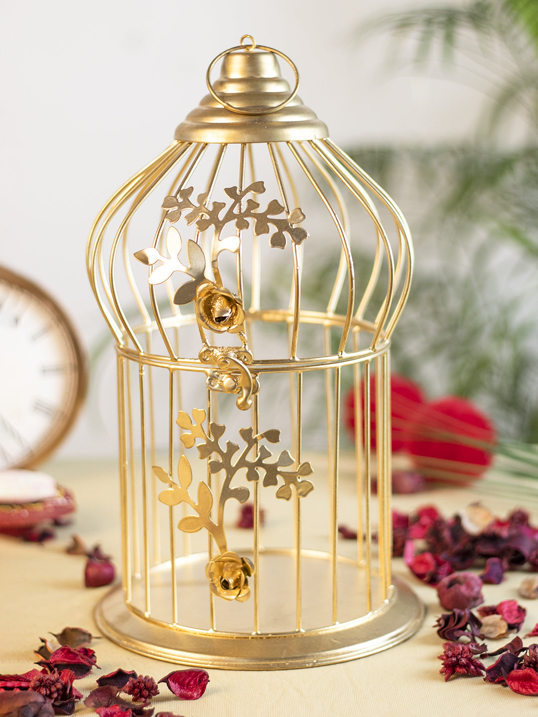 VON CASA Diwali Decoration Item WHITE CAGE T -LITE HOLDER PACK OF 2