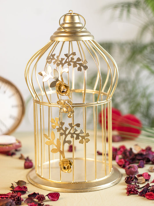 VON CASA Diwali Decoration Item WHITE CAGE T -LITE HOLDER PACK OF 2