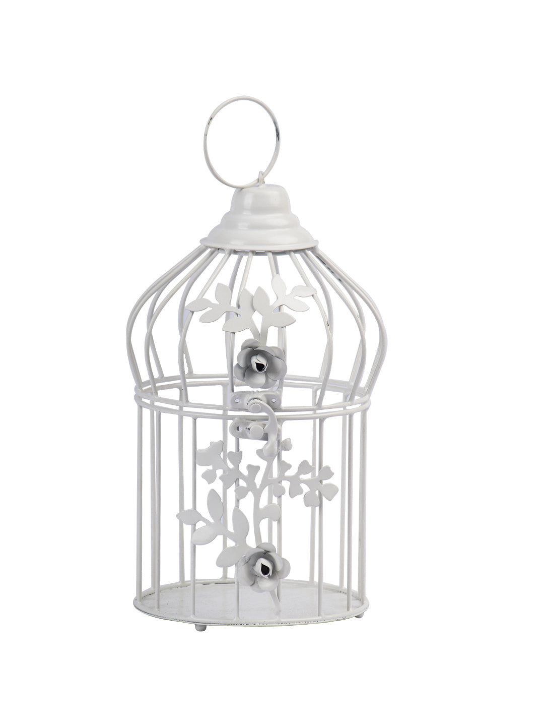 VON CASA Diwali Decoration Item WHITE CAGE T -LITE HOLDER PACK OF 2