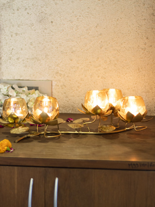 VON CASA Diwali Decoration Item 5 LOTUS T-LITE HOLDER