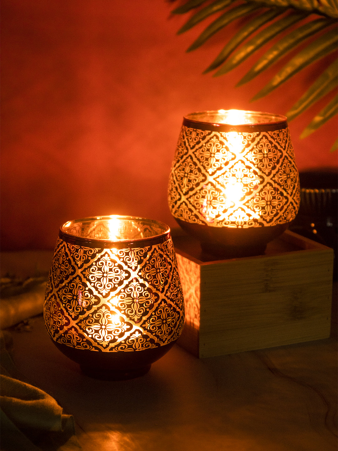 VON CASA Diwali Decorating Tealight Candle Holders Pack Of 2 Pcs