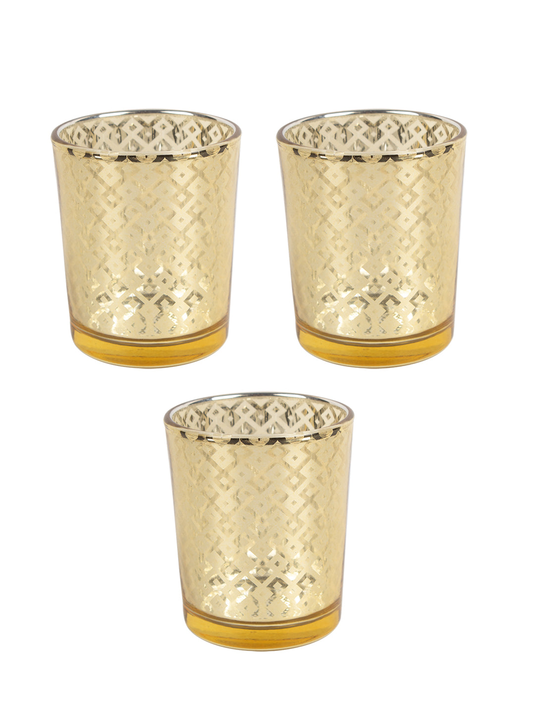 VON CASA Diwali Home Decoration Tealight Candle Votive Holders Pack Of 3 Pcs