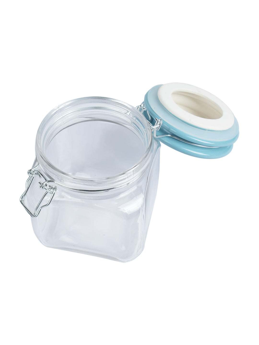 Glass Jar With Skyblue Ceramic Lid Pack Of 2 Pcs - (Each 700 Ml)