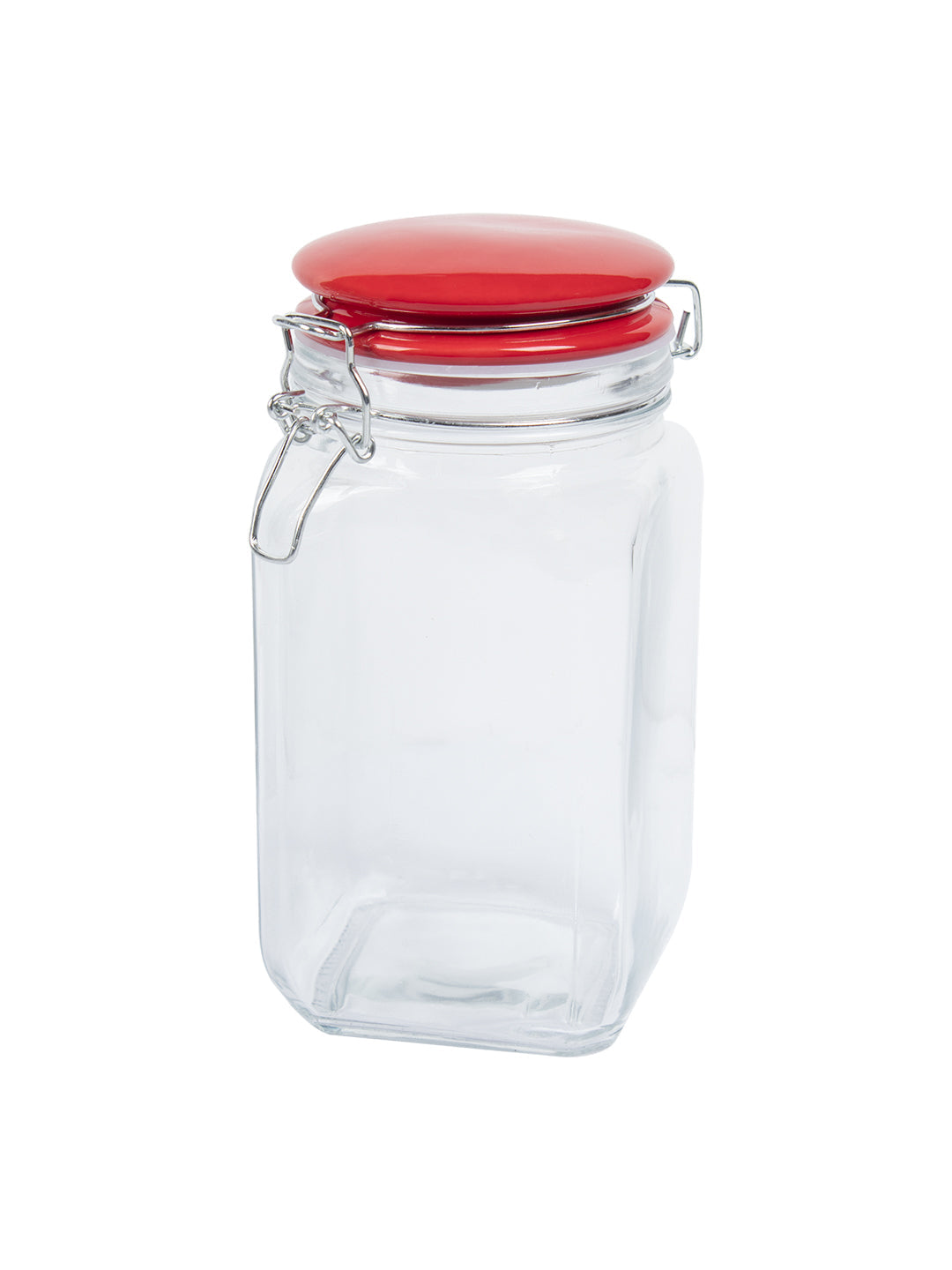 Glass Jar With Red Ceramic Lid - 1200 Ml