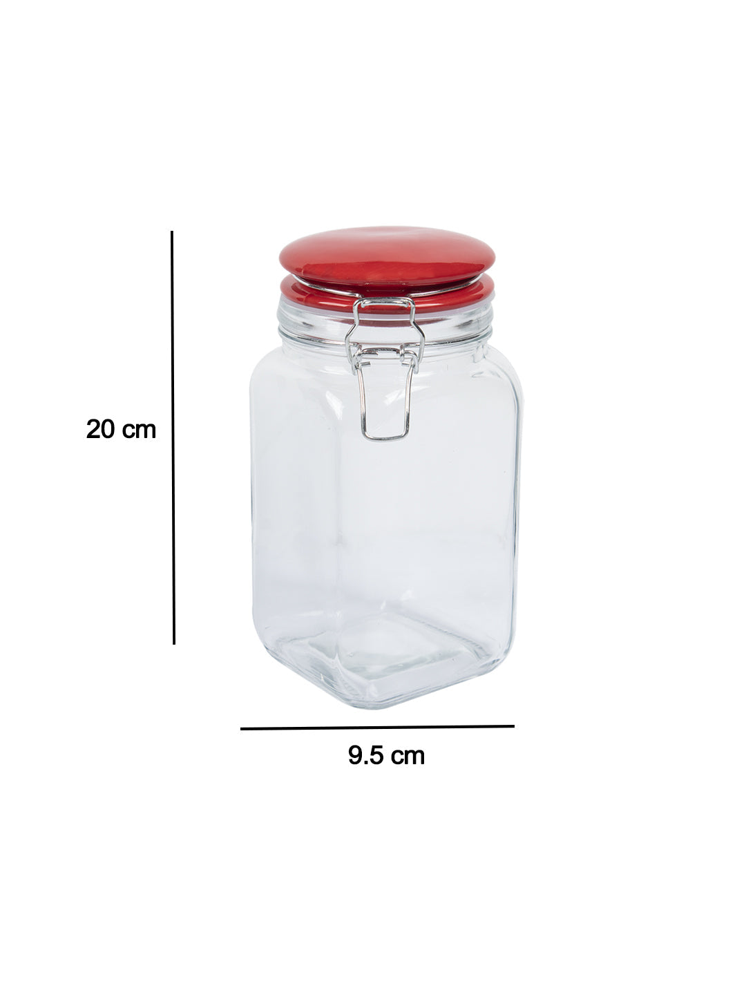 Glass Jar With Red Ceramic Lid - 1200 Ml