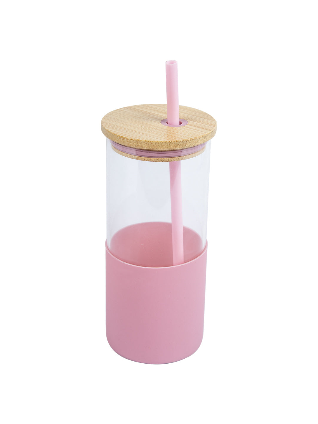 Borosilicate Glass Sipper With Straw - 350 Ml (Assorted Color)