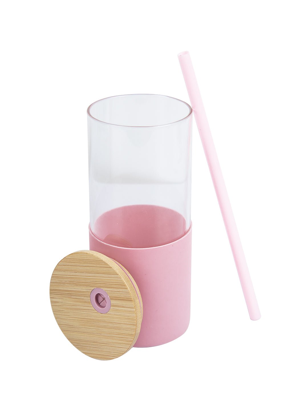 Borosilicate Glass Sipper With Straw - 350 Ml (Assorted Color)