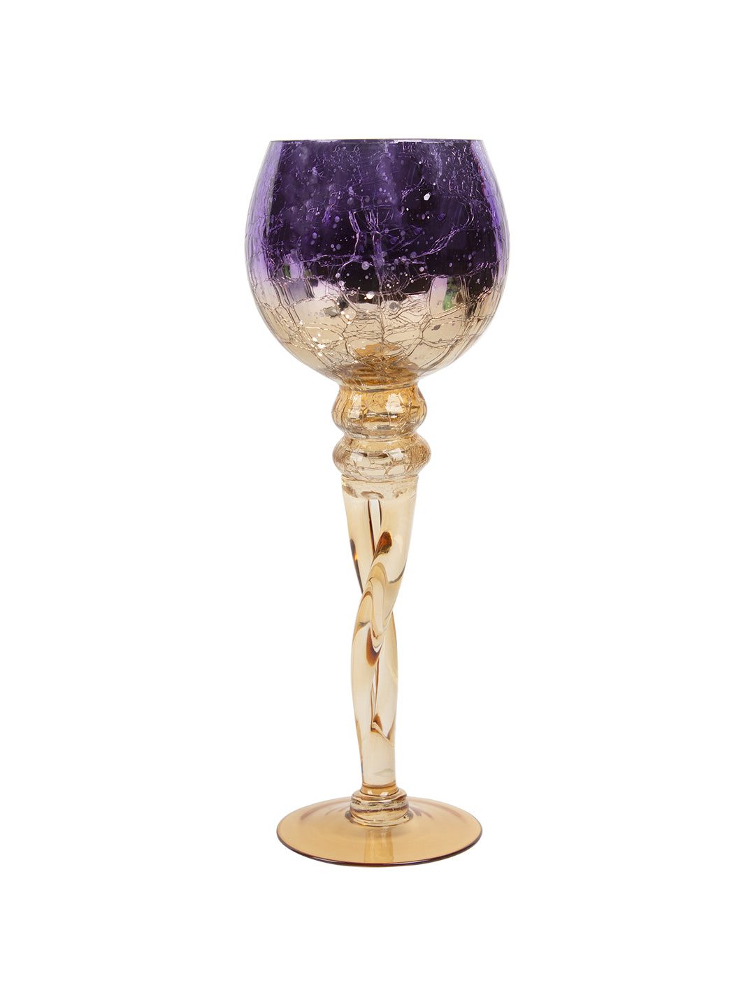 VON CASA Decorative Purple Tined Glass Candlestick Holders