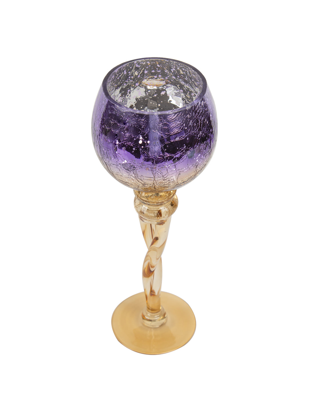VON CASA Decorative Purple Tined Glass Candlestick Holders