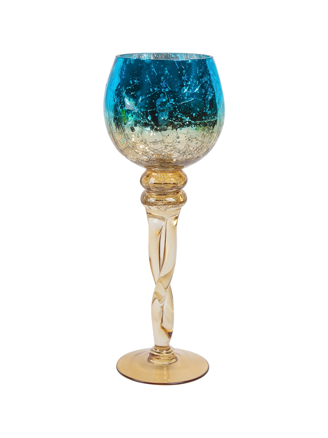 VON CASA Decorative Skyblue Tined Glass Candlestick Holder