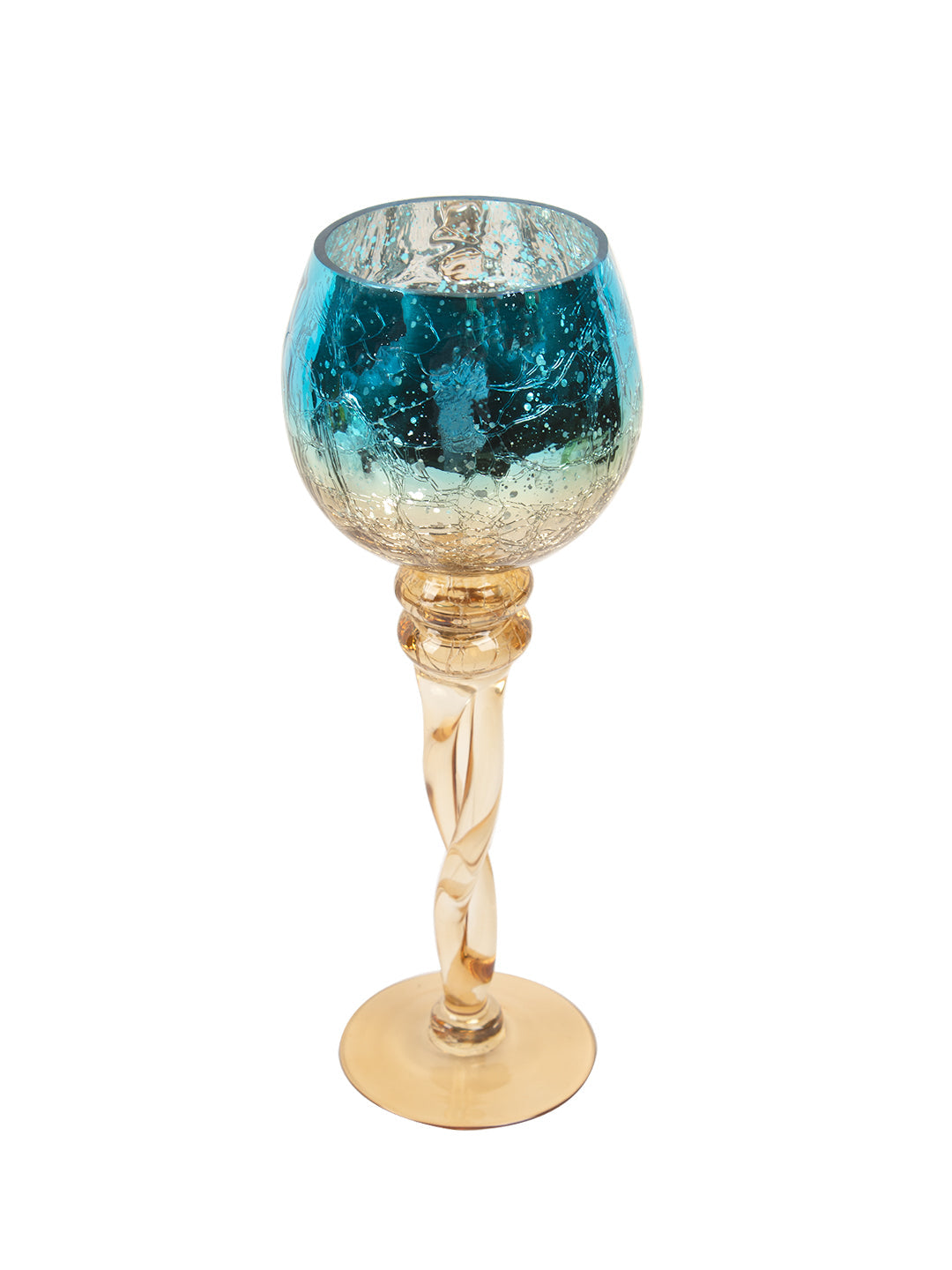 VON CASA Decorative Skyblue Tined Glass Candlestick Holder