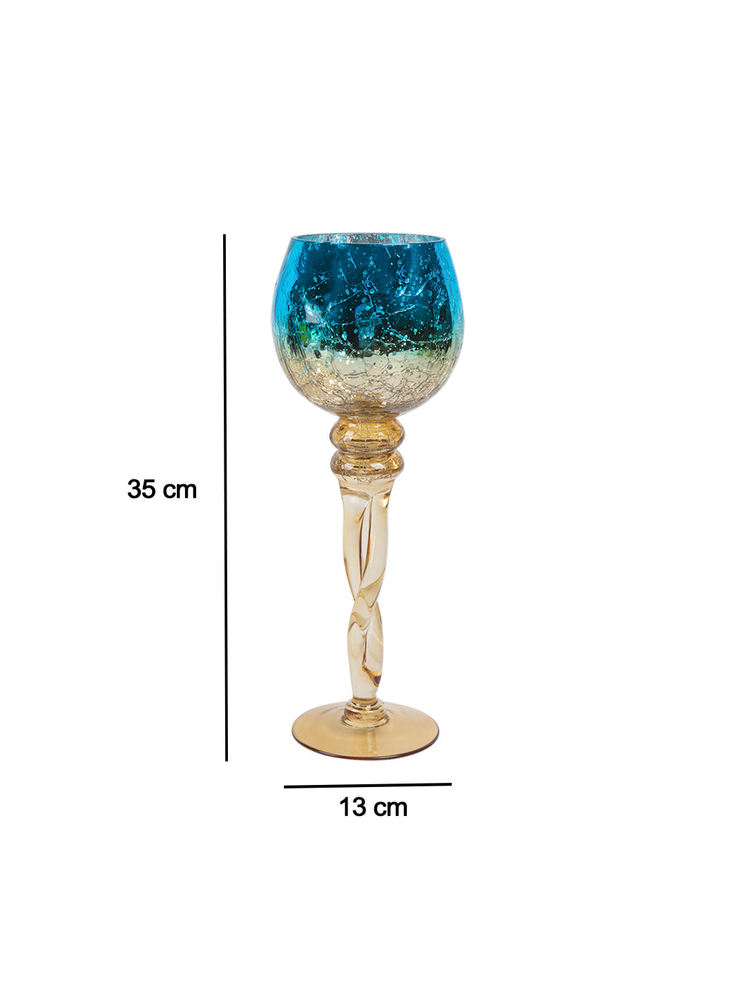 VON CASA Decorative Skyblue Tined Glass Candlestick Holder