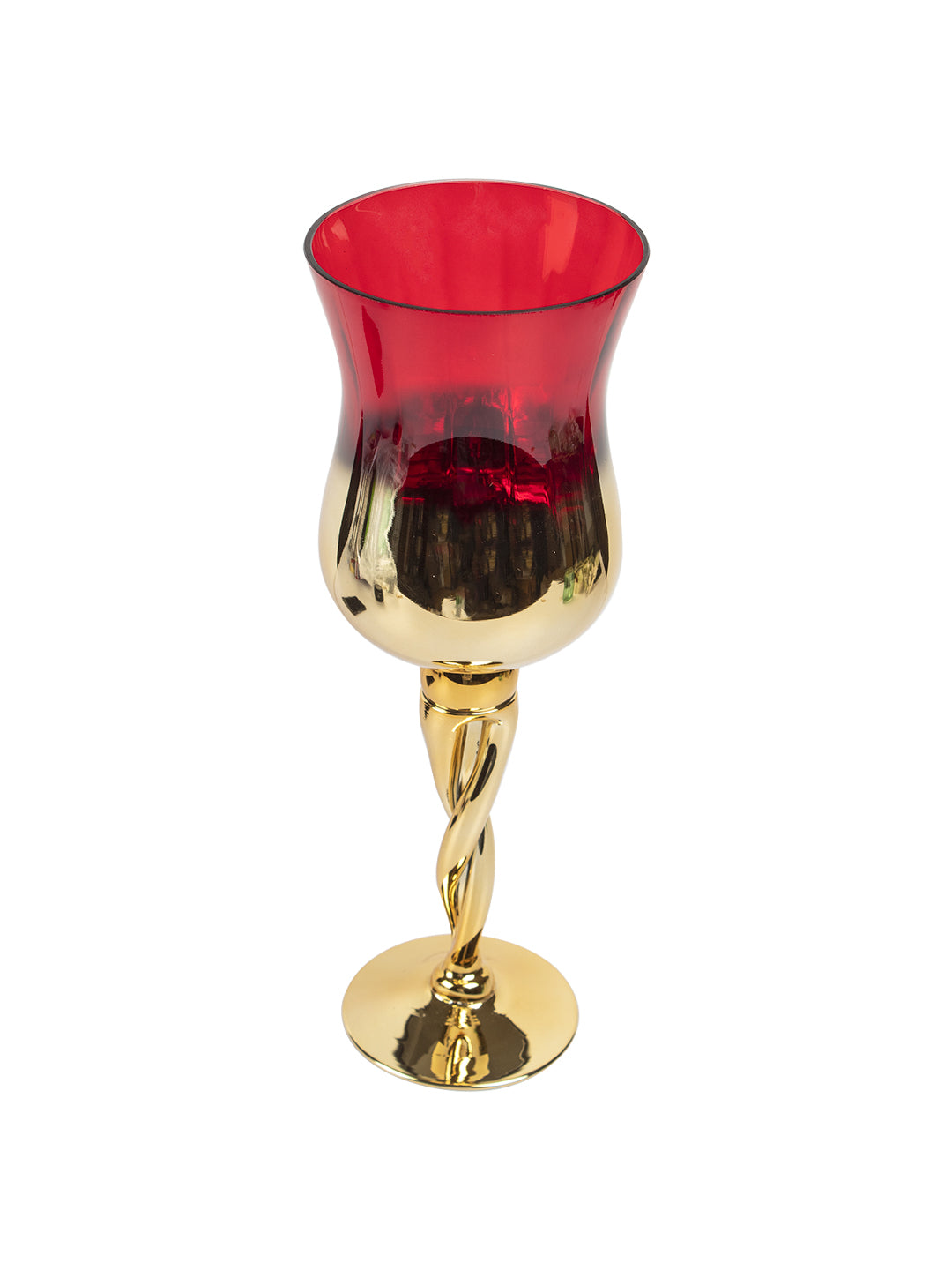 VON CASA Decorative Vintage Red Tinted Glass Candlestick Holder