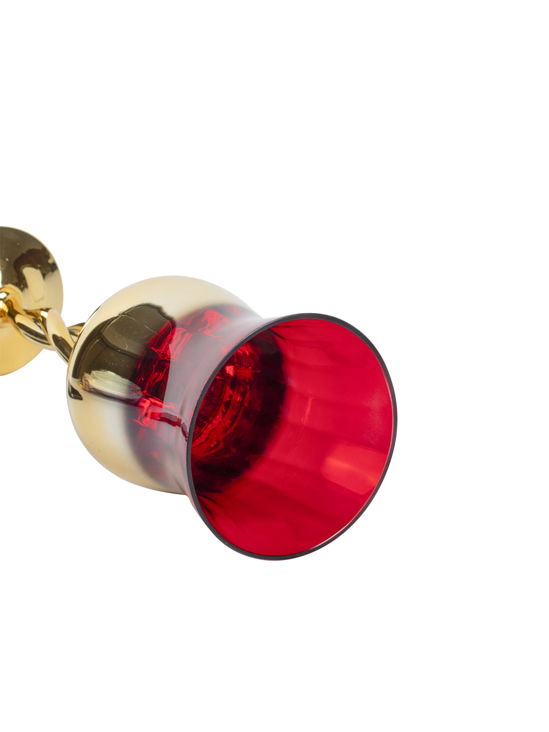 VON CASA Decorative Vintage Red Tinted Glass Candlestick Holder