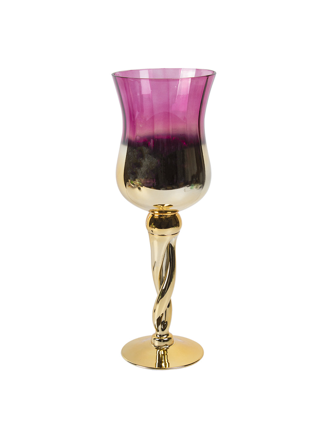 VON CASA Decorative Vintage Purple Tinted Glass Candlestick Holder