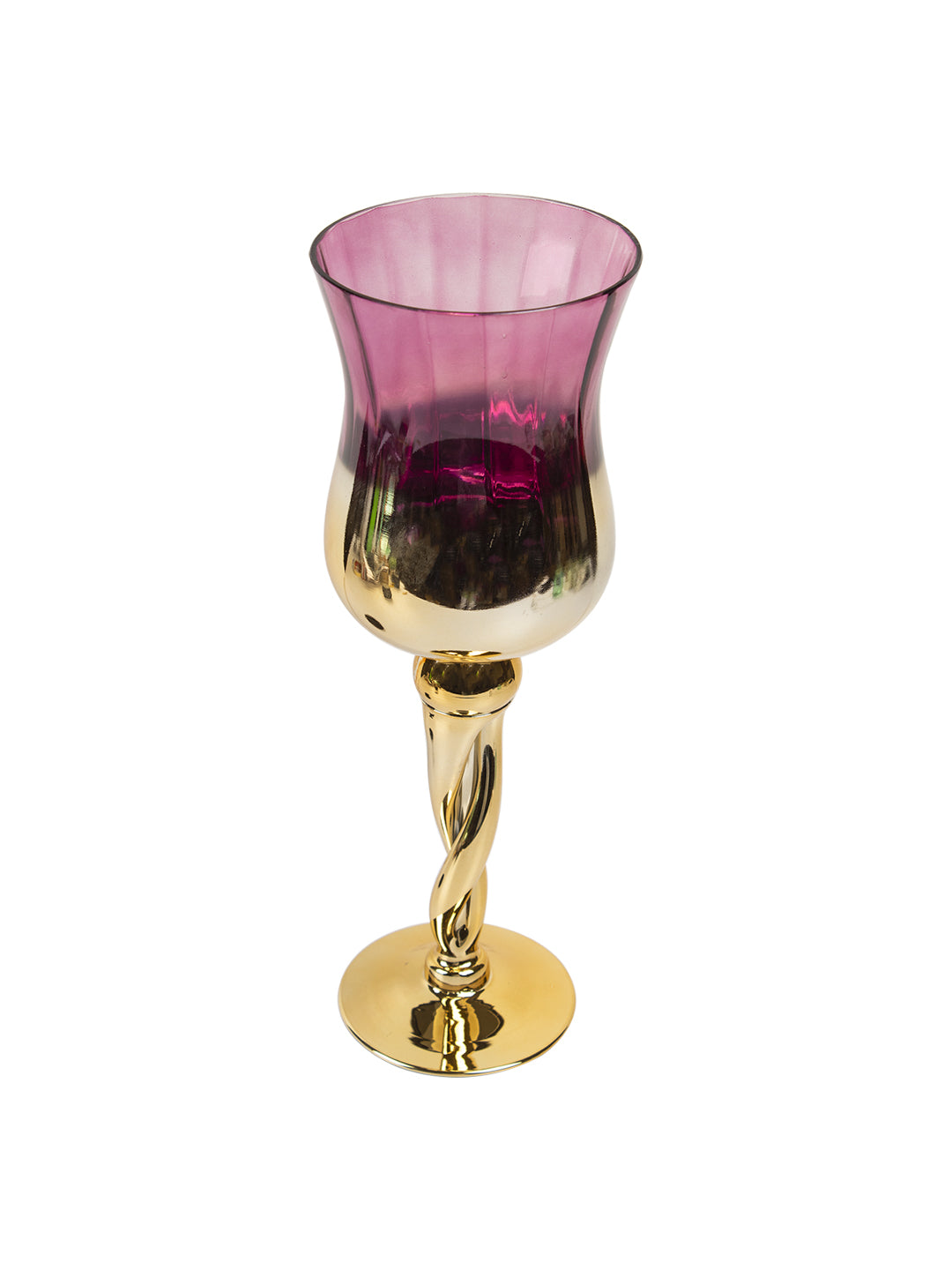 VON CASA Decorative Vintage Purple Tinted Glass Candlestick Holder