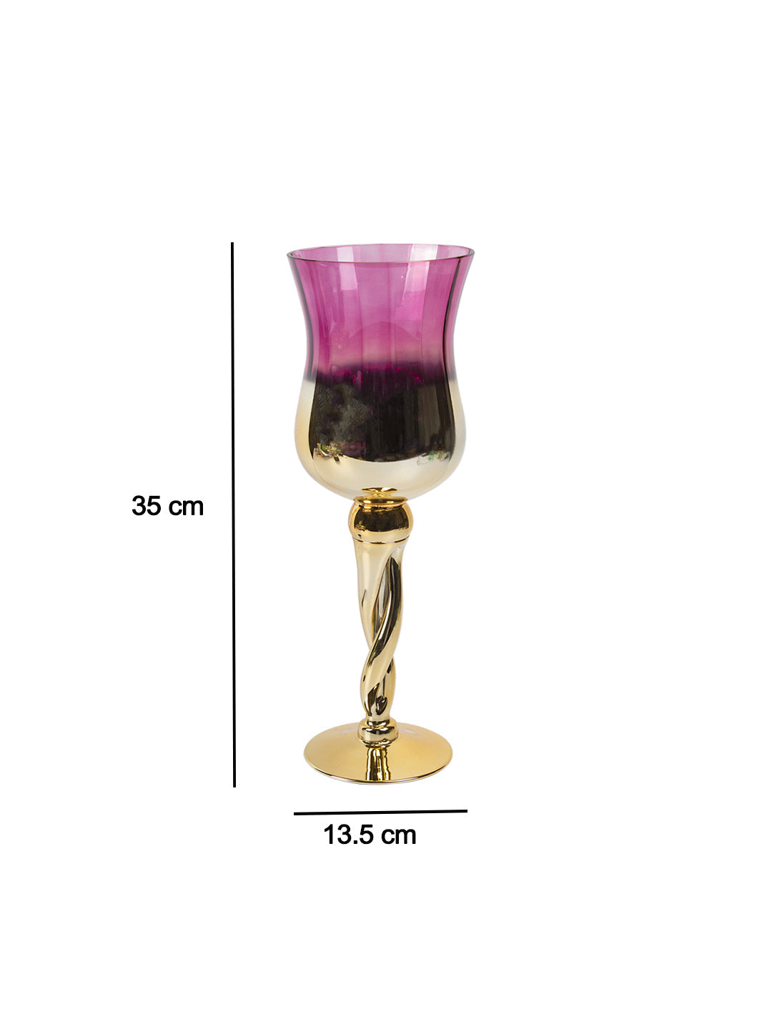 VON CASA Decorative Vintage Purple Tinted Glass Candlestick Holder