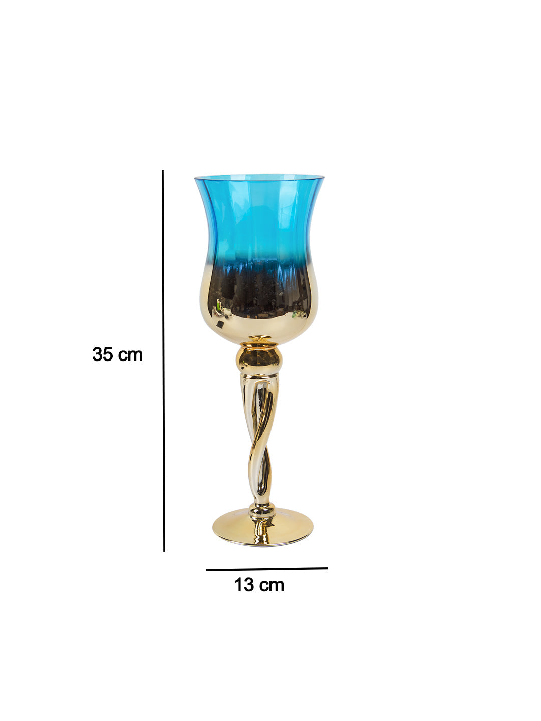 VON CASA Decorative Skyblue Tined Glass Tealight Candlestick Holder