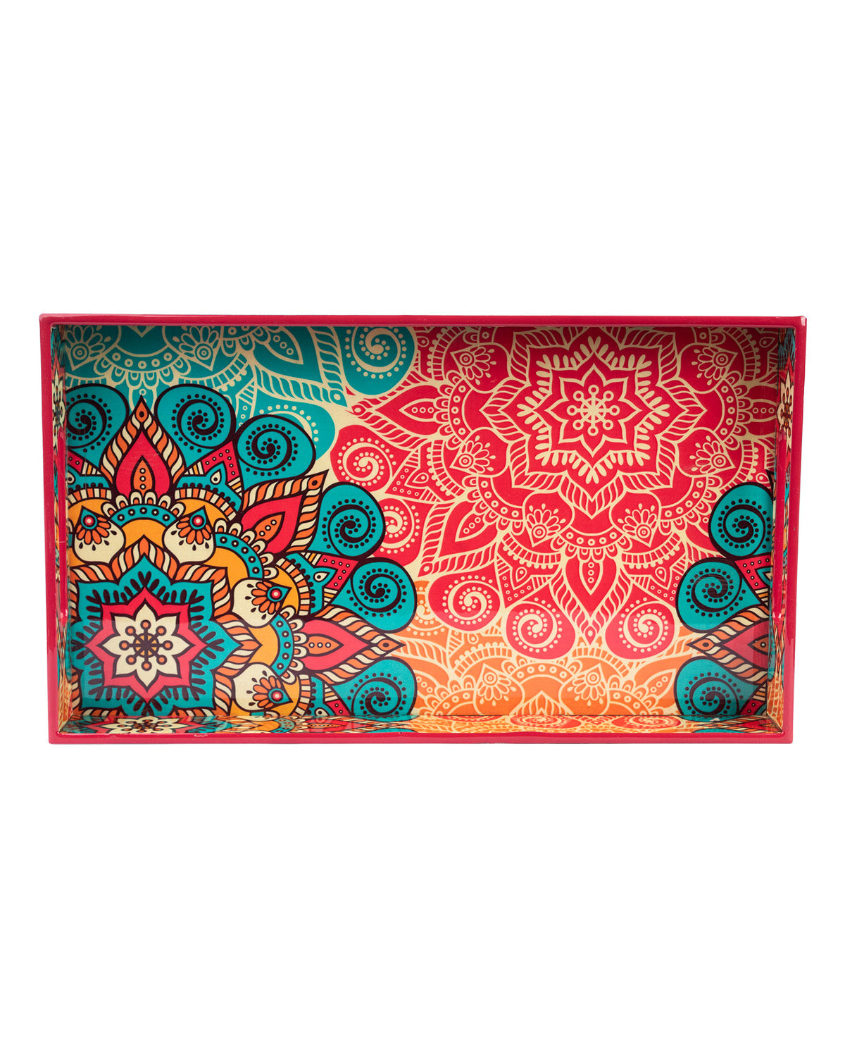 VON CASA Tray with Handle, Traditional Design, Multicolour, MDF