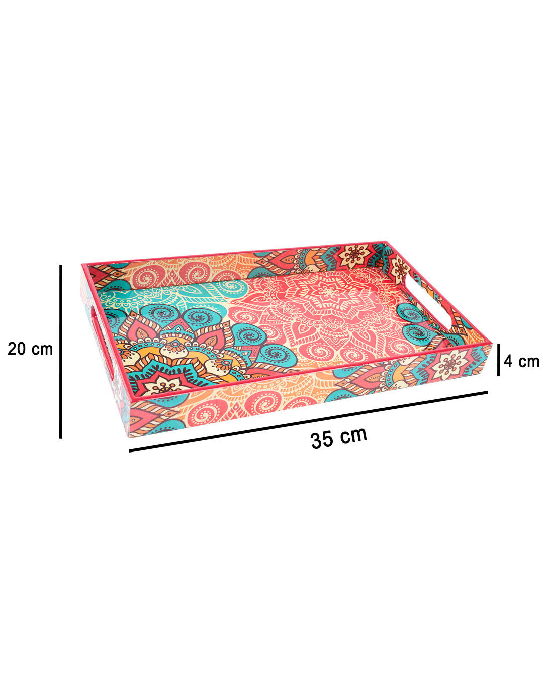 VON CASA Tray with Handle, Traditional Design, Multicolour, MDF