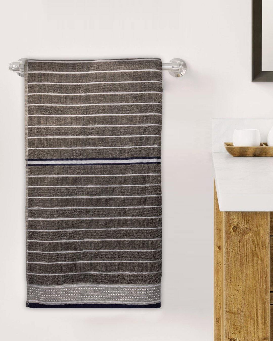 VON CASA Daffodil Bath Towel, Grey, Cotton