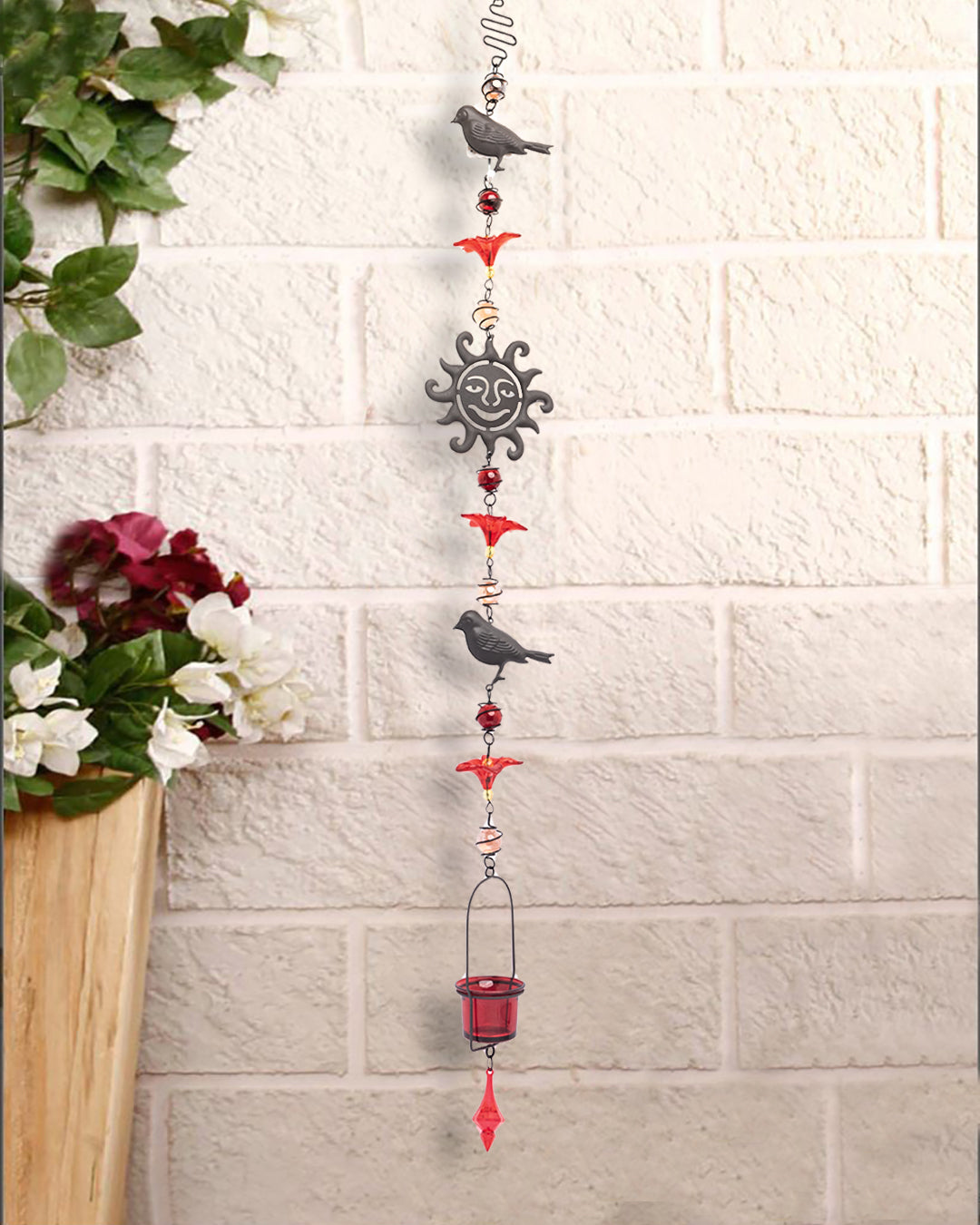 VON CASA Hanging T-light Holder, Red, Iron