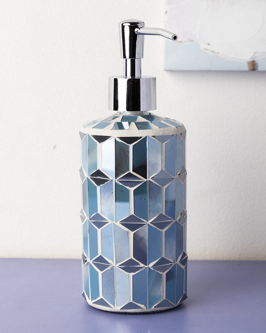 VON CASA Soap Dispenser, Blue, Glass, 400 mL