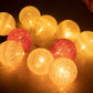 VON CASA String Lights, with 10 Balls, Pink & Taupe, Polystyrene & Cotton