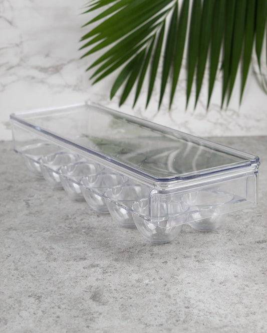 VON CASA Egg Box with Lid & 12 Slots, Transparent, Plastic