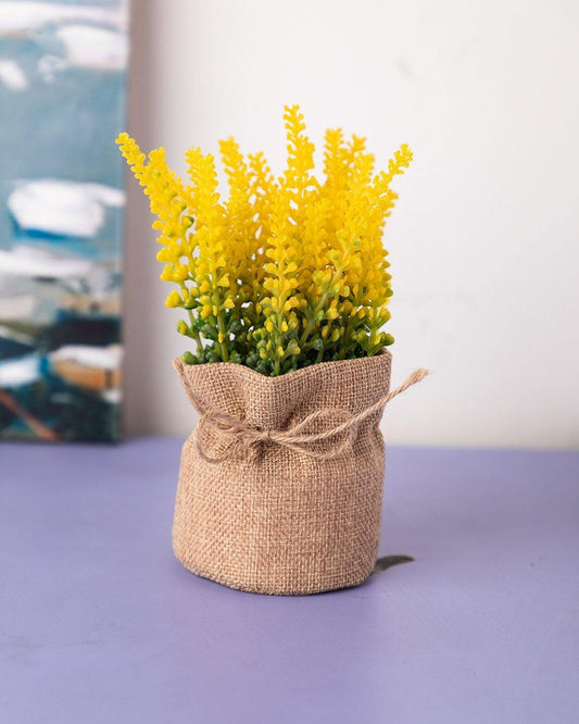 VON CASA Artificial Flower with Pot, Yellow, Plastic