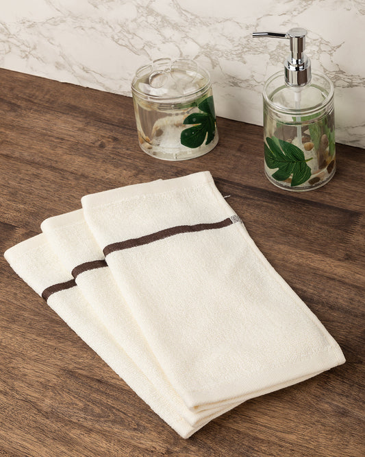 VON CASA Zero Twist Face Towel, White, Cotton, Set of 3
