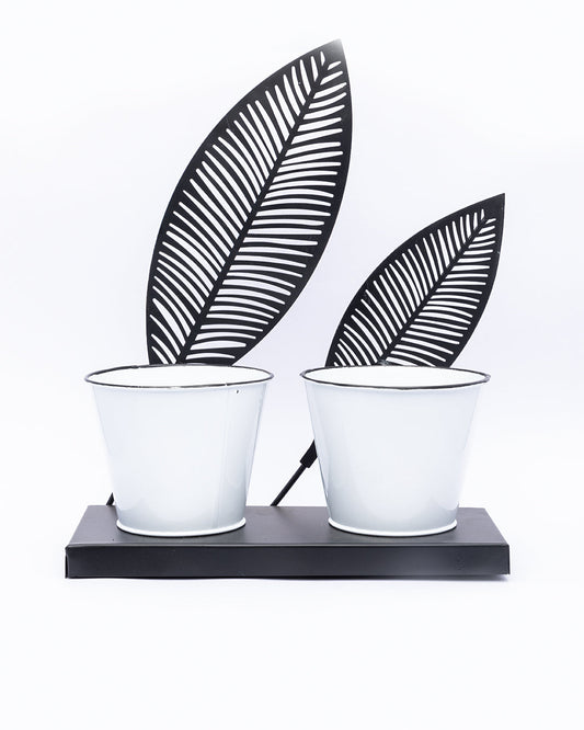 VON CASA Table Planter, Decorative, Home & Office Decor, White, Iron